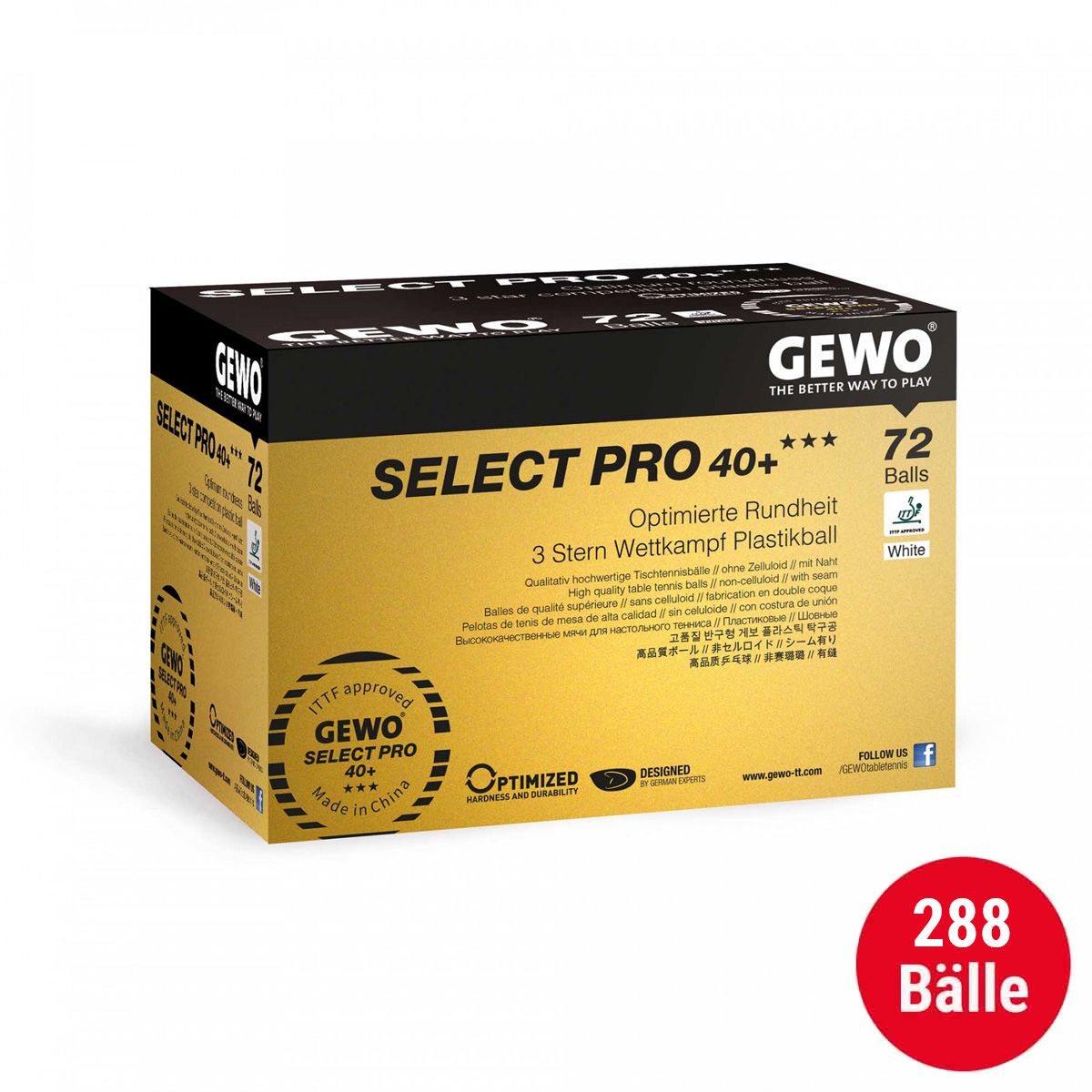 Gewo bollset 4 x Select Pro 40+*** (72) vit (288 bollar)