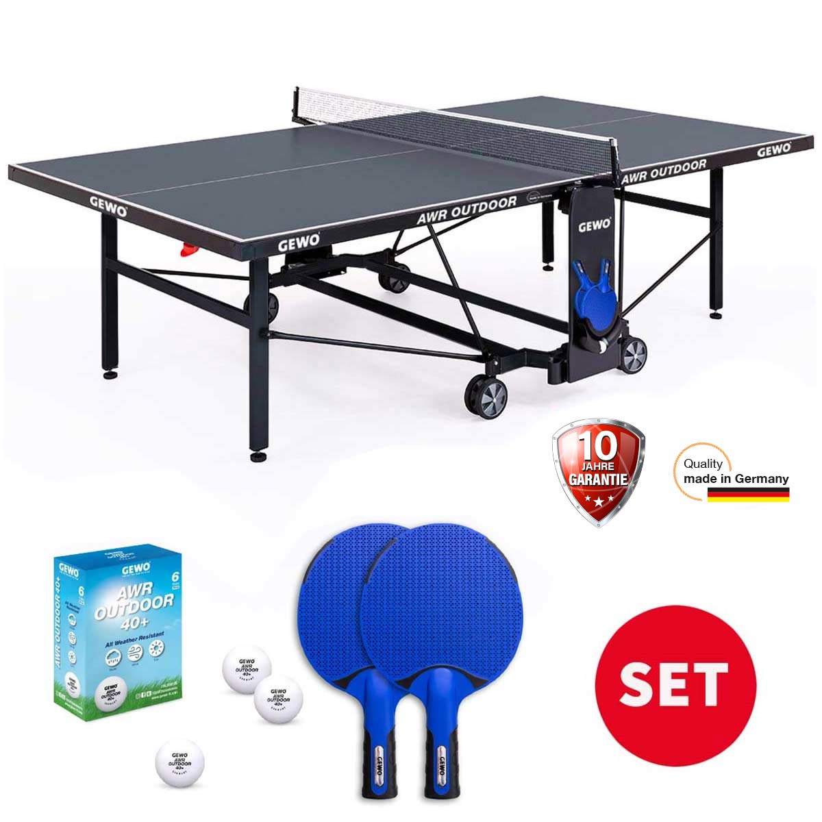 Gewo bord AWR Outdoor inkl. 2 racketar & bollar grå