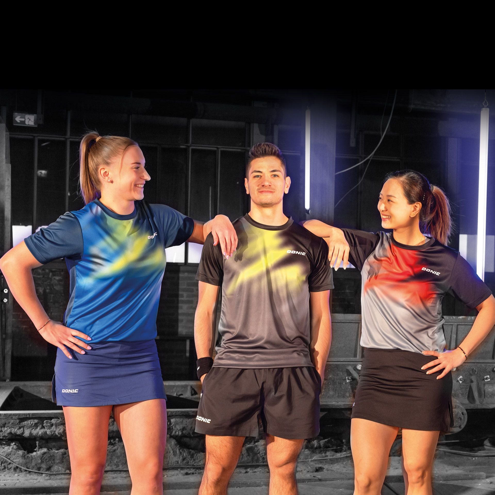 Donic t-shirt Furious navy/kungblå/lime